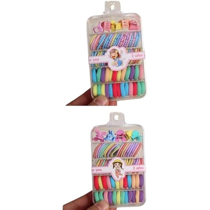 Girls Hair Ties Set, 50 Pieces Colourful Elastic Hair Bands, Mini Hair Clips, Rainbow Pastel Colours - Image 5